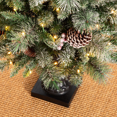 Glitzhome 5 Foot Pre-Lit Pine Christmas Tree