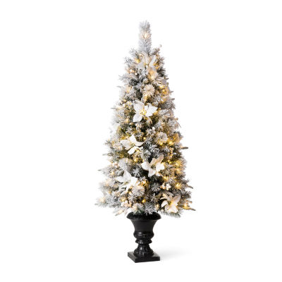 Glitzhome 5 Foot Pre-Lit Flocked Pine Christmas Tree