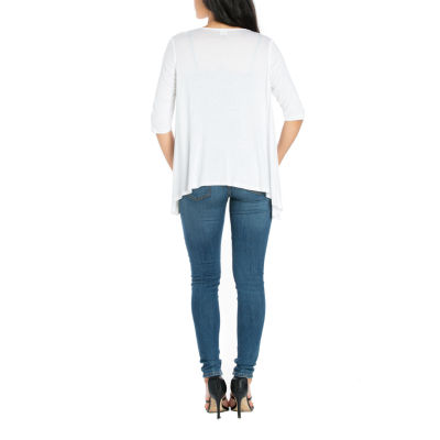 24/7 Comfort Apparel 3/4 Length Sleeve Open Cardigan