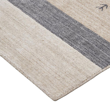 Weave And Wander Yurie Stripe Hand Knotted Indoor Rectangle Accent Rugs, One Size, Beige