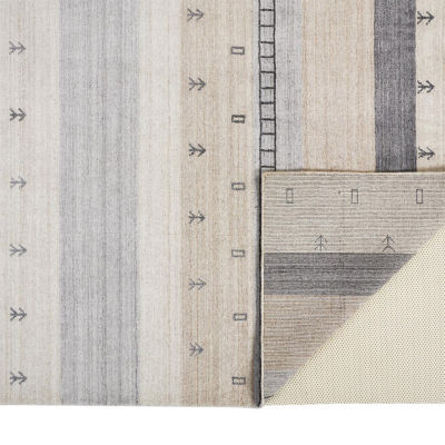 Weave And Wander Yurie Stripe Hand Knotted Indoor Rectangle Accent Rugs