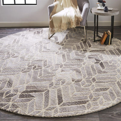 Weave And Wander Palatez Geometric Hand Tufted Indoor Round Area Rug