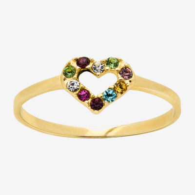 Itsy Bitsy Crystal 14K Gold Over Silver Heart Band