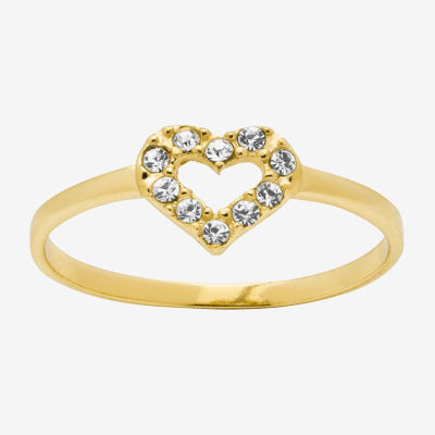 Itsy Bitsy Crystal 14K Gold Over Silver Heart Band