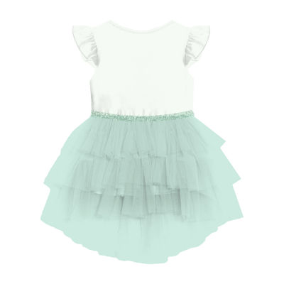 Disney Collection Little & Big Girls Short Sleeve Ruffled Ariel Princess The Mermaid Tutu Dress