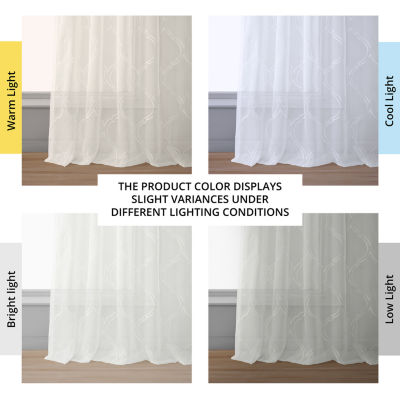 Exclusive Fabrics & Furnishing Florentina Rod Pocket Embroidered Sheer Single Curtain Panels