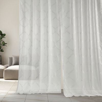 Exclusive Fabrics & Furnishing Florentina Rod Pocket Embroidered Sheer Single Curtain Panels