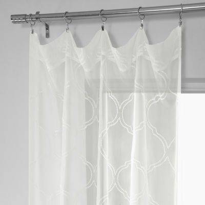 Exclusive Fabrics & Furnishing Florentina Rod Pocket Embroidered Sheer Single Curtain Panels