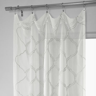 Exclusive Fabrics & Furnishing Florentina Embroidered Sheer Rod Pocket Single Curtain Panel