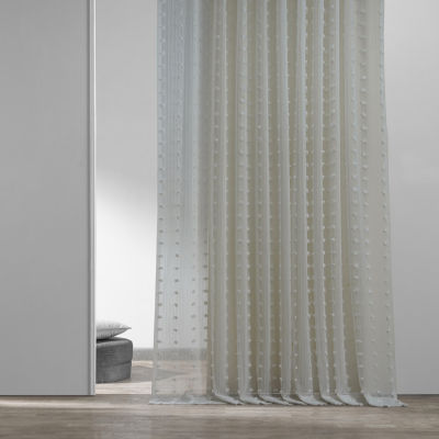 Exclusive Fabrics & Furnishing Patterned Linen Sheer Rod Pocket Single Curtain Panel