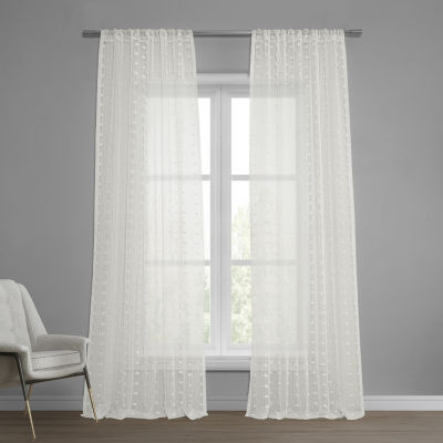 Exclusive Fabrics & Furnishing Patterned Linen Sheer Rod Pocket Single Curtain Panel