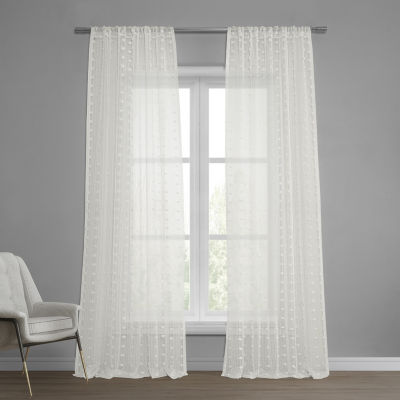 Exclusive Fabrics & Furnishing Patterned Linen Rod Pocket Sheer Single Curtain Panels