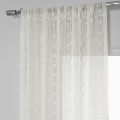 Exclusive Fabrics & Furnishing Patterned Linen Sheer Rod Pocket Single Curtain Panel