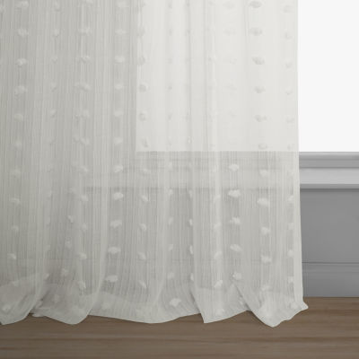 Exclusive Fabrics & Furnishing Patterned Linen Sheer Rod Pocket Single Curtain Panel