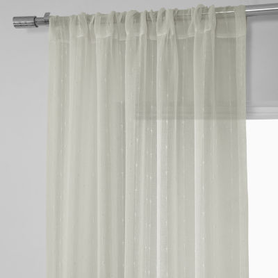 Exclusive Fabrics & Furnishing Patterned Linen Sheer Rod Pocket Single Curtain Panel