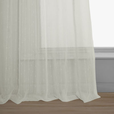 Exclusive Fabrics & Furnishing Patterned Linen Sheer Rod Pocket Single Curtain Panel