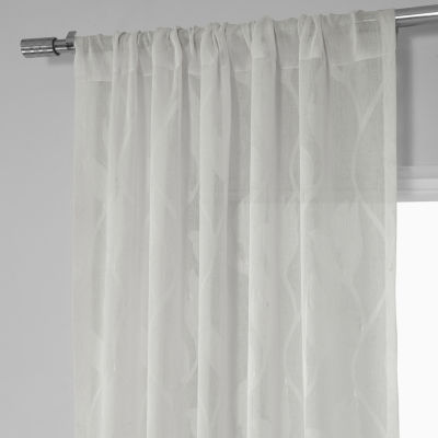 Exclusive Fabrics & Furnishing Patterned Linen Sheer Rod Pocket Single Curtain Panel