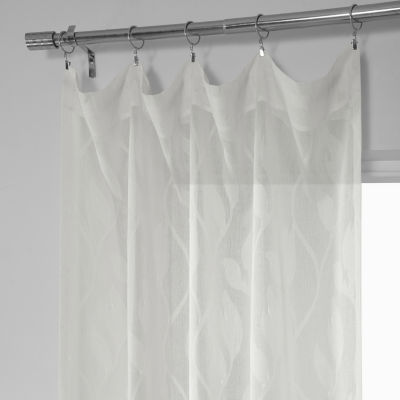 Exclusive Fabrics & Furnishing Patterned Linen Sheer Rod Pocket Single Curtain Panel