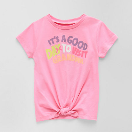 Okie Dokie Toddler & Little Girls Round Neck Short Sleeve Graphic T-Shirt, 2t, Pink