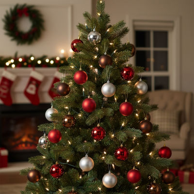 32ct Multi-Color Shatterproof 2-Finish Christmas Ball Ornaments 3.25'' (80mm)