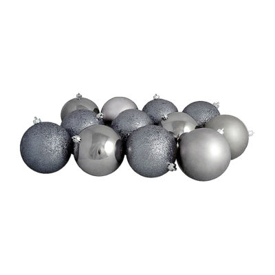 Northlight Gray 4-Finish Ball 12-pc. Christmas Ornament
