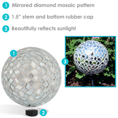 Net Health Shops Diamond Mosaic Gazing Globe - 10 Inch Glass Yard Art