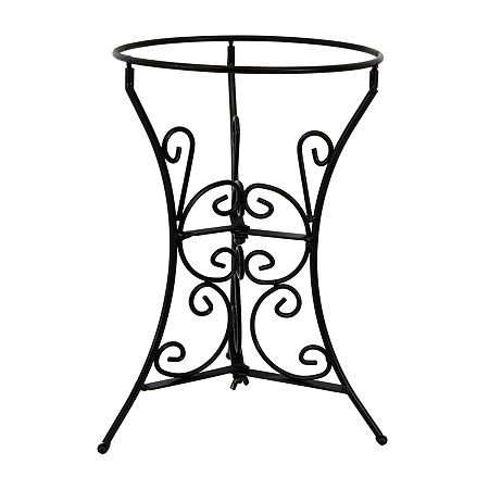 Net Health Shops Decorative Scroll Gazing Ball Stand Metal Yard Art In Black