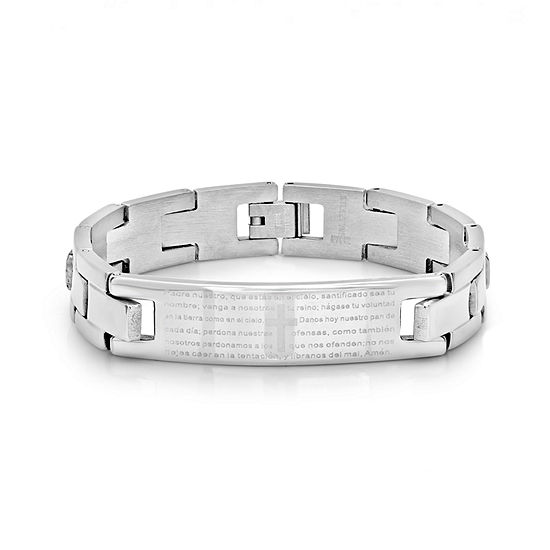 Steeltime Lord'S Prayer Stainless Steel 8 Inch Solid Link Link Bracelet
