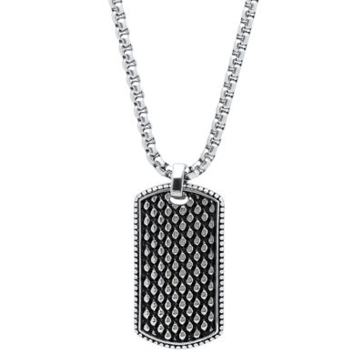 Steeltime Mens Stainless Steel Dog Tag Pendant Necklace