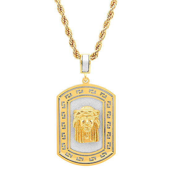 Mens 18K Gold over Stainless Steel Pendant Necklace