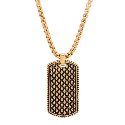 Mens 18K Gold Over Stainless Steel Pendant Necklace