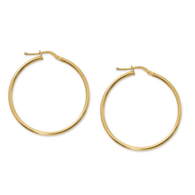 Made in Italy Womens 24K Gold Over Silver Sterling Silver 32mm Hoop Earrings