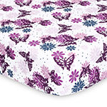 The Peanutshell Purple Butterfly/Floral 2-pc. Crib Sheet