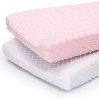 The Peanutshell Pink/White Minky Dot 2-pc. Changing Pad Cover