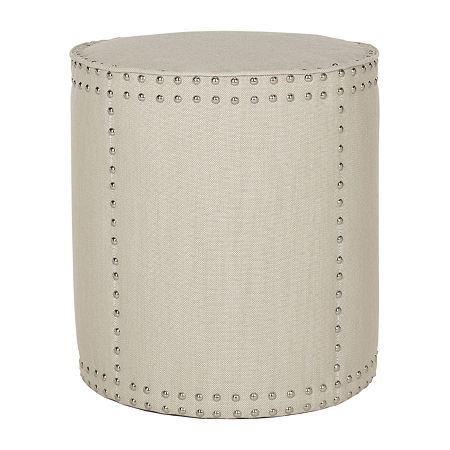 Paula Ottoman W/Nailhead Trim, One Size, Beige