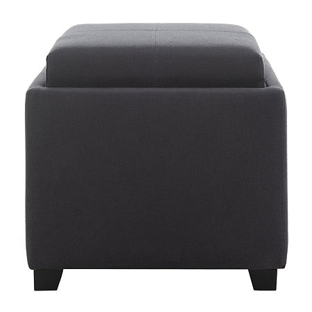 Harrison Tray Storage Ottoman, One Size, Gray