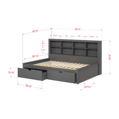 Bookcase Full Daybed with Dual Underbed Drawers