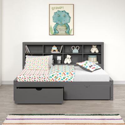 Bookcase Twin Daybed with Dual Underbed Drawers