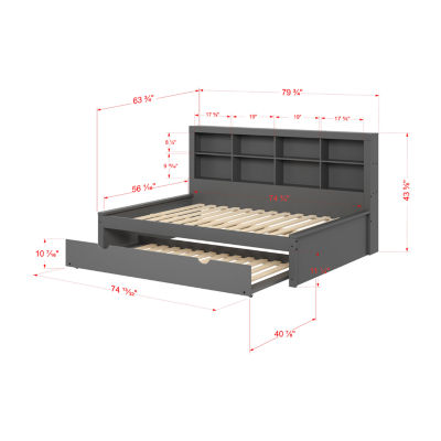 Bookcase Full Daybed with Twin Trundle