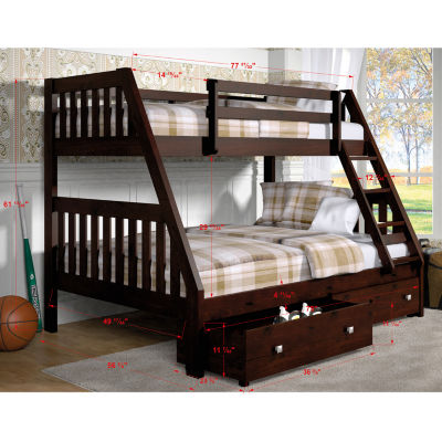 Austin Mission Twin over Full Bunk Bed with Dual Underbed Drawers