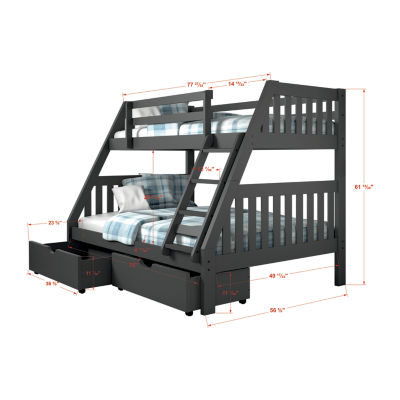 Austin Mission Twin over Full Bunk Bed with Dual Underbed Drawers