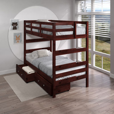 Promo Shaker Twin over Twin Bunkbed with Dual Underbed Drawers