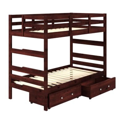 Promo Shaker Twin over Twin Bunkbed with Dual Underbed Drawers