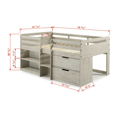 Handles Twin Low Loft Bed with Storage