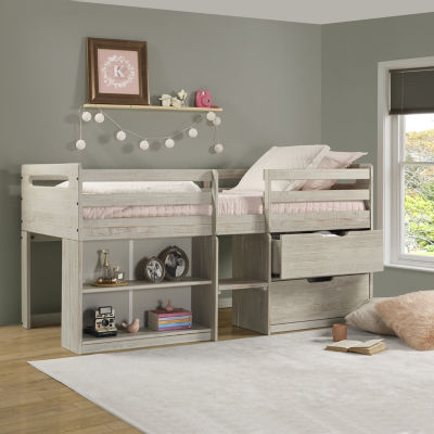 Handles Twin Low Loft Bed with Storage