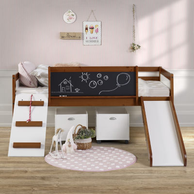 Art & Play Twin Junior Low Loft Bed with Toy Boxes