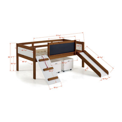 Art & Play Twin Junior Low Loft Bed with Toy Boxes