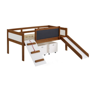 Art & Play Twin Junior Low Loft Bed with Toy Boxes