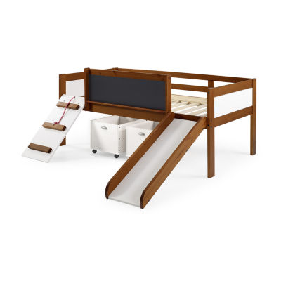 Art & Play Twin Junior Low Loft Bed with Toy Boxes