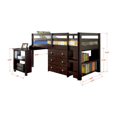 Pull Out Study Twin Low Loft Bed